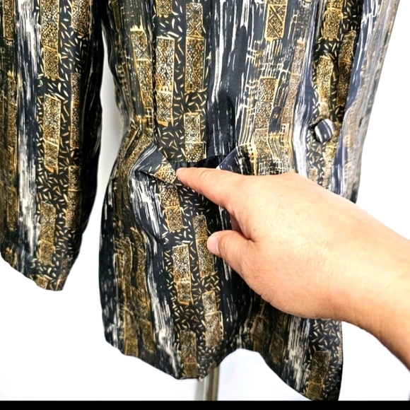 Robert Stock Women 90's Brown Small Silk Formal Casual Long Sleeve Jacket Blazer - Picture 6 of 11